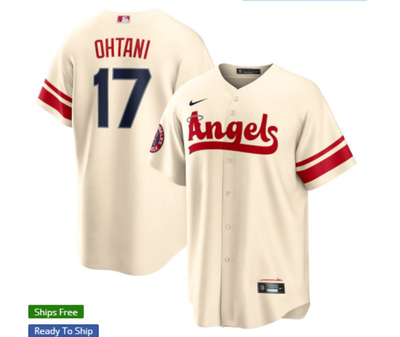 Men Los Angeles Angels #17 Ohtani Cream game 2022 Nike MLB Jersey